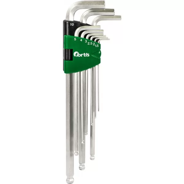 Sada imbus klíčů 9 ks 1,5-10mm dlouhá kul. hlava FORTIS