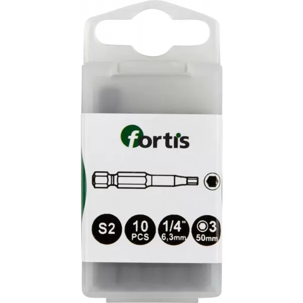 Bit 1/4" DIN3126 E6,3Bit Hex 6 x50mm 10ks.FORTIS