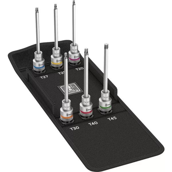 Sada nástrčných klíčů dlouhé, přídržná funkce Torx 1/2" 6 ks. Wera 05004211001