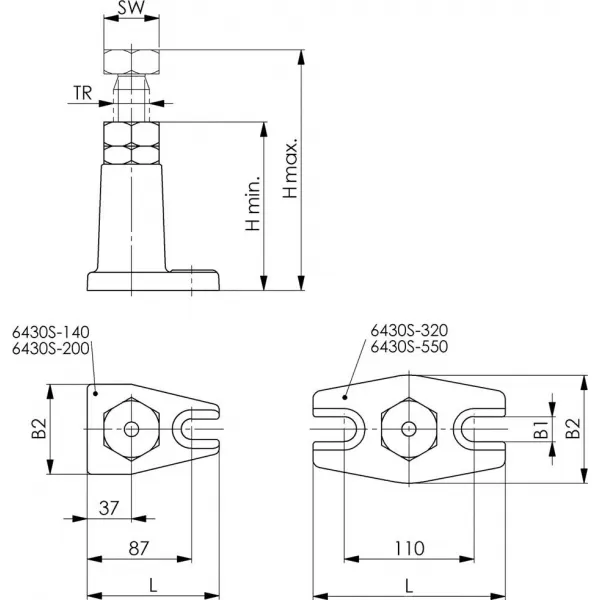 Šroubovací podpěrka rozměr 200 140-200mm AMF