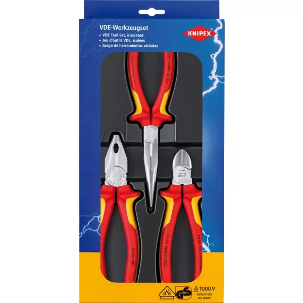 Kleště do 1000 V, sada v kartonu 3ks Knipex